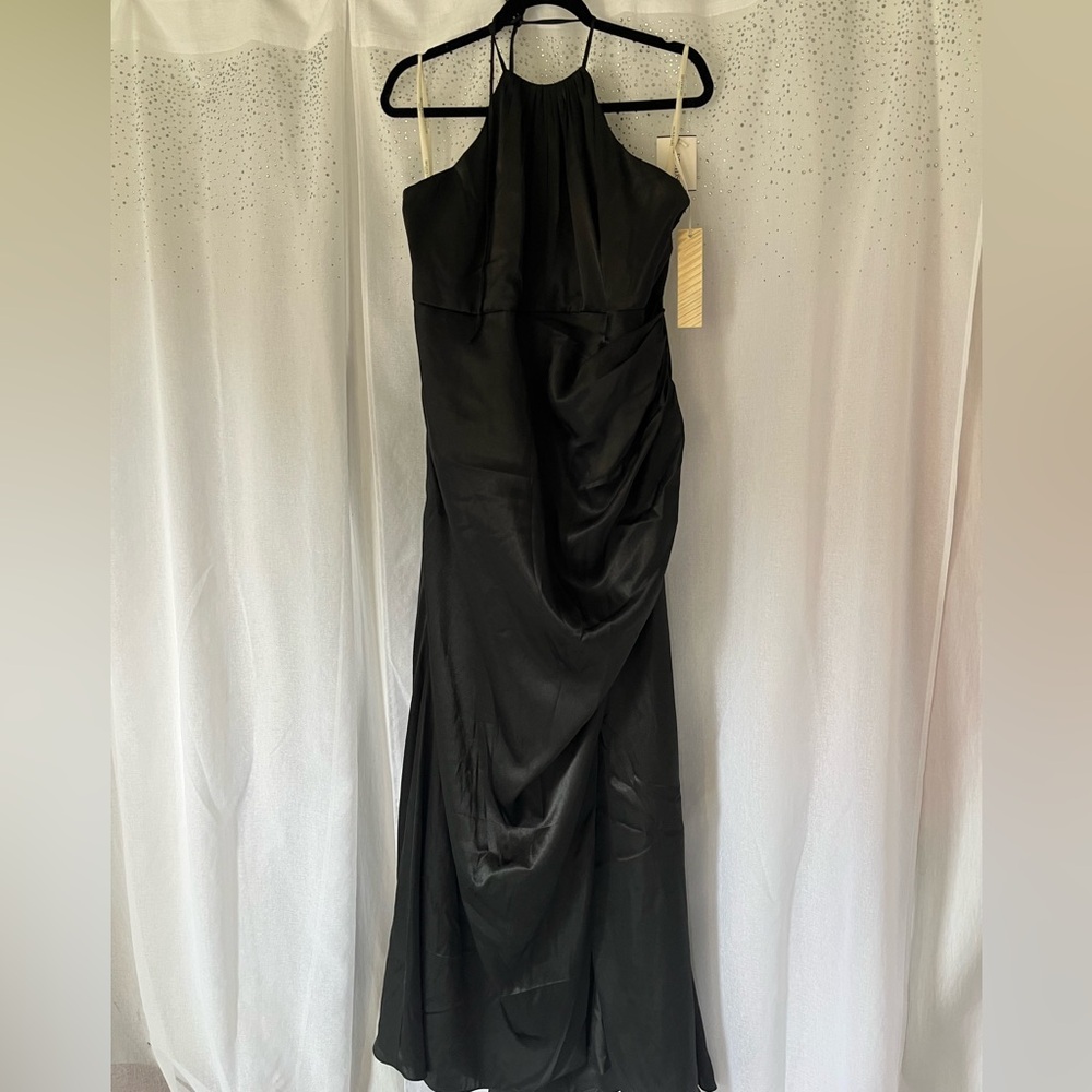 David's Bridal Elegant Black Backless Gown